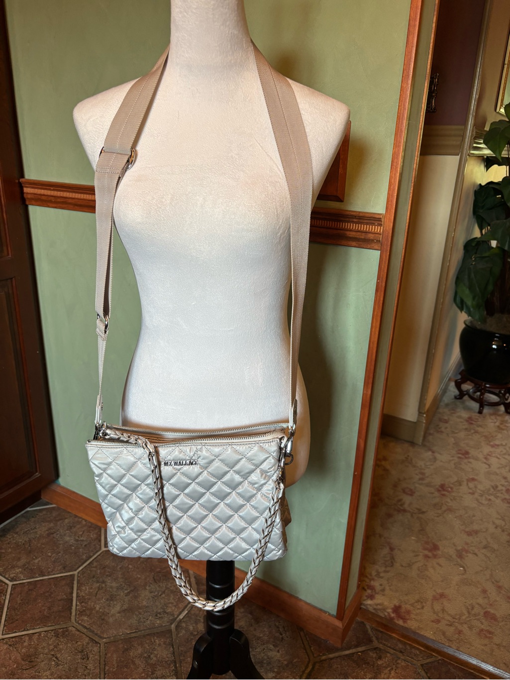 Mz Wallace Large Pippa Crossbody Oyster Metallic